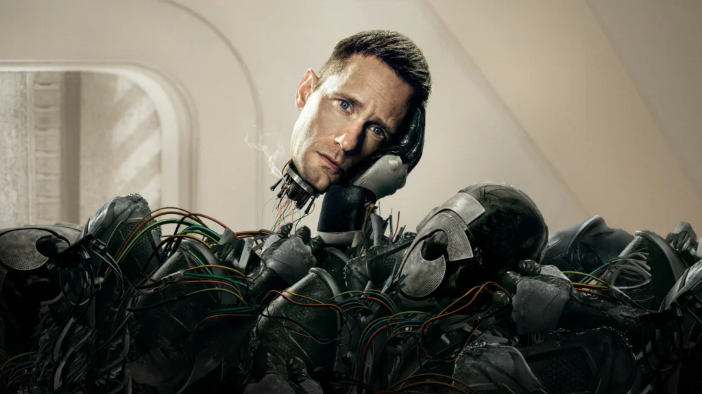 Top 10 Upcoming Fantasy & Sci-Fi Series of 2025 .An offcial poster image of series Murder bot.Image Credit: © TMDb (www.themoviedb.org) – Used for informational/review purposes only.